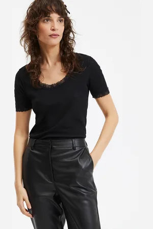 La Redoute T-shirt Con Scollo Rotondo E Dettaglio In Pizzo, Maniche Corte Donna Taglie XS