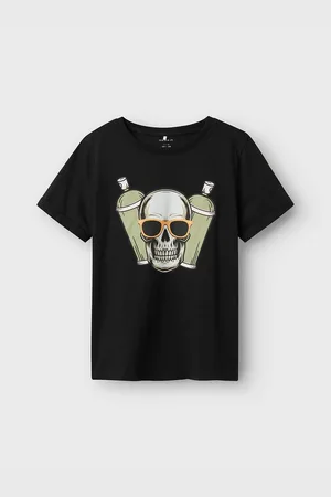 NAME IT T-shirt A Maniche Corte, Stampa Con Teschio Bambino Taglie 7/8 anni - 120/126 cm