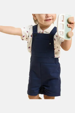 Petit Bateau Salopette Corta In Twill Taglie 6 mesi - 67 cm