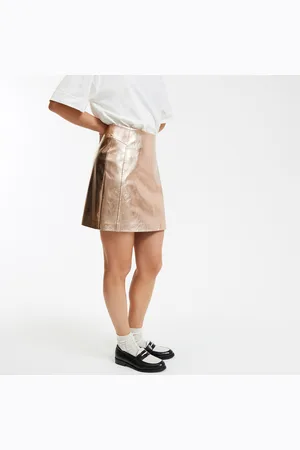 La Redoute Gonna Corta Dritta Dorata Donna Taglie 38 (IT) - 34 (FR)