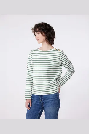 Petit Bateau Maglietta A Righe In Cotone A Maniche Lunghe Donna Taglie XL