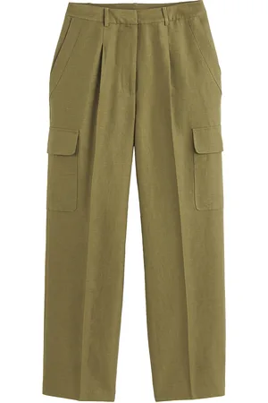 La Redoute Pantaloni Larghi Cotone E Lino, Tasche Cargo Donna Taglie 40 (IT) - 36 (FR)