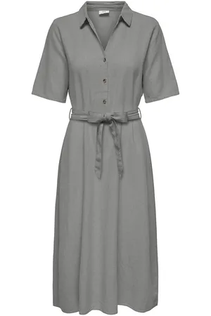 JDY Abito Midi Con Cintura E Collo A Camicia Donna Taglie S