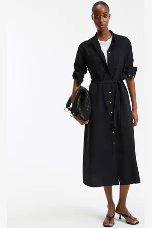 La Redoute Abito Lungo Dritto Con Cintura E Colletto Alla Coreana Donna Taglie XS