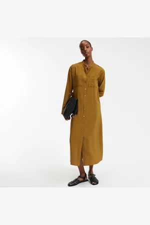 La Redoute Abito Lungo Dritto Con Cintura E Colletto Alla Coreana Donna Taglie XS