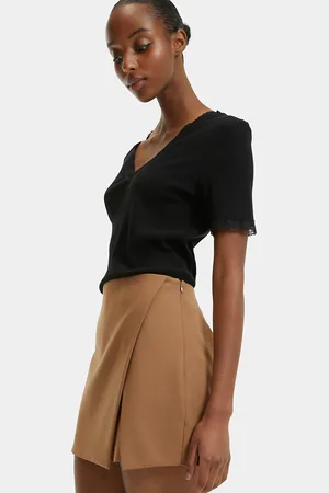 La Redoute T-shirt Scollo A V Maniche Corte, Dettaglio In Pizzo Donna Taglie XS