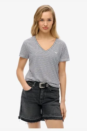 Superdry T-shirt Tinta Unita Scollo A V Donna Taglie 40 (IT) - 36 (FR)