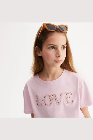 La Redoute T-shirt Girocollo, Motivo Love Ricamato Bambina Taglie 4 anni - 102 cm