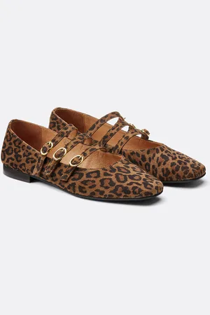 La Redoute Ballerine Mary Jane In Pelle Scamosciata Leopardata Donna Taglie 39