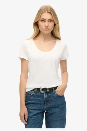Superdry T-shirt Fiammata Girocollo Logo Ricamato Donna Taglie 40 (IT) - 36 (FR)