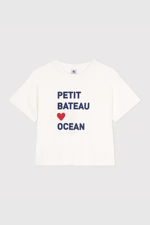 Petit Bateau T-shirt Le Boxy Con Scritta Donna Taglie XS