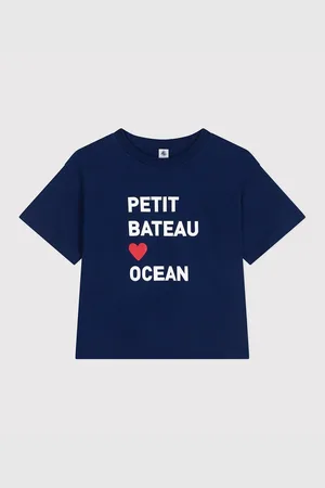 Petit Bateau T-shirt Le Boxy Con Scritta Donna Taglie XS
