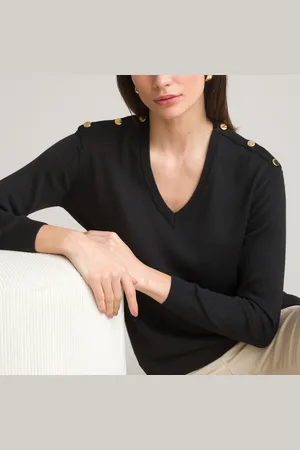 ANNE WEYBURN Maglione Scollo A V In Fine Maglia, Misto Lana Donna Taglie 38/40 (IT) - 34/36 (FR)