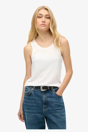 Superdry Top Scollatura Rotonda, Logo Ricamato Donna Taglie 40 (IT) - 36 (FR)