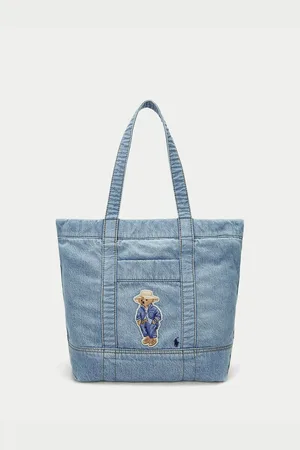 Ralph Lauren Borsa A Sporta Con Zip In Denim, Motivo Con Orsacchiotto