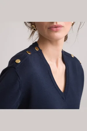 ANNE WEYBURN Maglione Scollo A V In Fine Maglia, Misto Lana Donna Taglie 38/40 (IT) - 34/36 (FR)