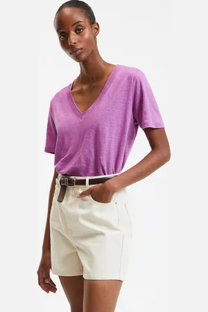 La Redoute T-shirt In Lino Scollo A V Maniche Corte Donna Taglie S