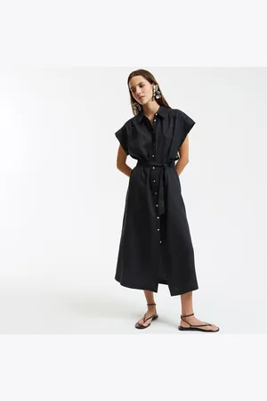 La Redoute Abito In Lino A Maniche Corte Signature Heloïse Donna Taglie XS