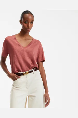 La Redoute T-shirt In Lino Scollo A V Maniche Corte Donna Taglie M