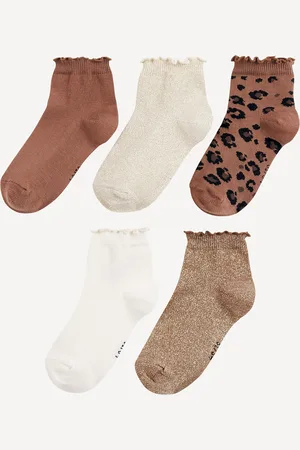 La Redoute Confezione Da 5 Paia Di Calzini A Tinta Unita E Leopardati Bambina Taglie 27/30