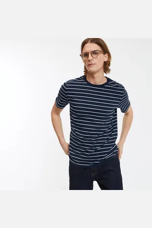 La Redoute T-shirt Girocollo Maniche Corte Rigata In Cotone Bio Uomo Taglie S
