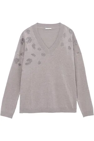 IKKS Maglia A Maniche Lunghe Con Scollo A V In Strass Donna Taglie L