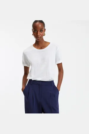 La Redoute T-shirt In Lino A Maniche Corte Girocollo Donna Taglie XS