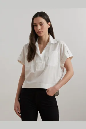 Ralph Lauren Blusa Dritta E Ampia Con Collo Polo E Maniche Corte Donna Taglie XS