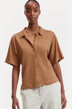La Redoute T-shirt In Lino Collo Polo, Maniche Corte Donna Taglie XS