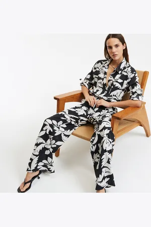 La Redoute Pantaloni A Gamba Larga Stampati, Elastico In Vita Donna Taglie XS