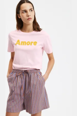 La Redoute T-shirt Scollo Rotondo Con Scritta, Maniche Corte Donna Taglie XS