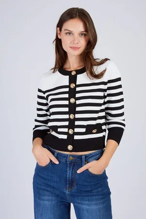 Derhy Cardigan A Righe Floride Donna Taglie S