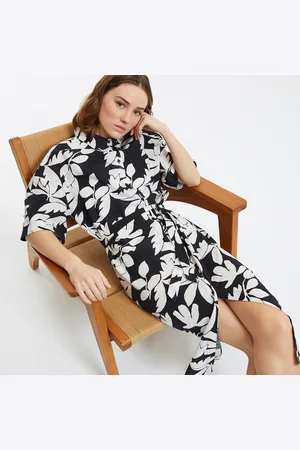La Redoute Chemisier Lungo, Maniche Al Gomito, Stampato Donna Taglie XS