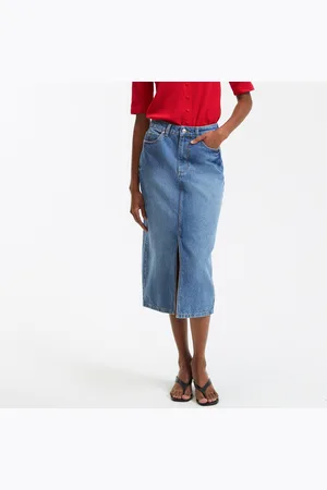 La Redoute Gonna Midi Dritta In Denim Donna Taglie 38 (IT) - 34 (FR)