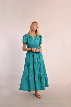 Molly Bracken Abito Lungo Con Maniche Corte E Volant Donna Taglie XS