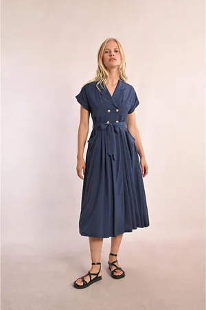 Molly Bracken Abito A Maniche Corte Di Media Lunghezza Con Colletto Aperto Donna Taglie XS