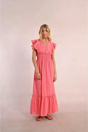 Molly Bracken Abito Lungo Con Maniche Corte E Volant Donna Taglie XS