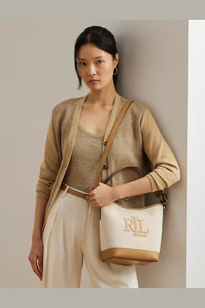 Ralph Lauren Borsa A Secchiello Media Con Tracolla, In Tela E Pelle Witley