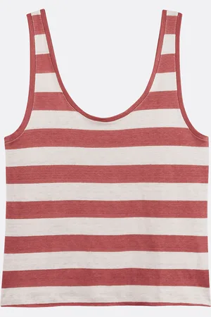 La Redoute Canotta In Lino A Righe, Collo Rotondo Donna Taglie XS
