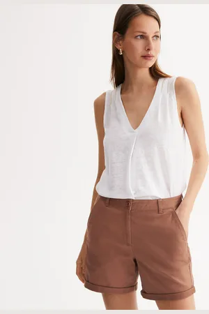 ANNE WEYBURN T-shirt In Lino Senza Maniche Con Scollo A V Donna Taglie 38/40 (IT) - 34/36 (FR)