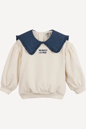 La Redoute Felpa Con Collo Alla Peter Pan In Denim Bambina Taglie 18 mesi - 81 cm