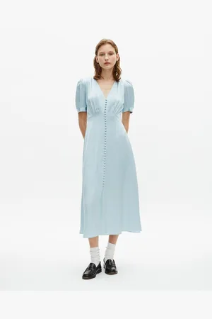 The Kooples Abito Longuette Con Scollo A V, Morbido E Svasato, Maniche Corte Donna Taglie 1(S)