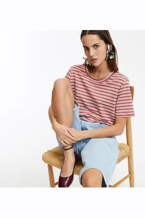 La Redoute T-shirt Girocollo A Righe In Lino, Maniche Corte Donna Taglie XS