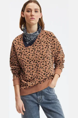 La Redoute Felpa Girocollo, Larga, Stampa Leopardata Donna Taglie XS