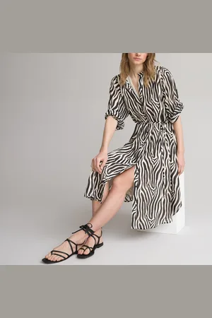 La Redoute Abito Lungo A Collo Alto, Motivo Animalier Donna Taglie 40 (IT) - 36 (FR)