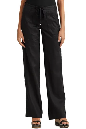 Ralph Lauren Pantaloni Larghi In Lino Vita Elasticizzata Jovonie Donna Taglie 38 (IT) - 34 (FR)