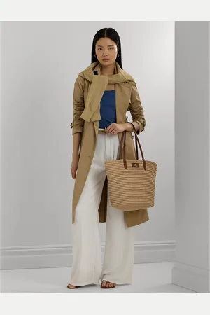 Ralph Lauren Borsa Tote In Rafia Brie