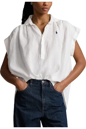 Ralph Lauren Camicia Maniche Corte In Lino Donna Taglie XS