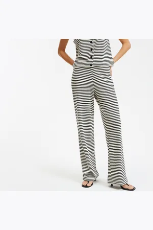 La Redoute Pantaloni A Gamba Larga In Maglia A Righe Donna Taglie XS