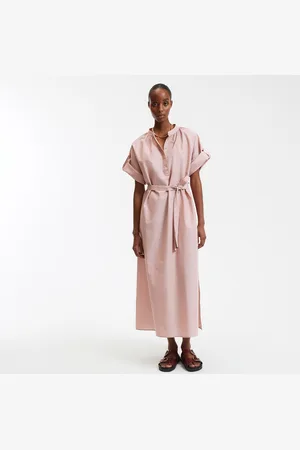 La Redoute Maxi Abito A Righe In Cotone E Lino, Maniche A 3/4 Donna Taglie XS